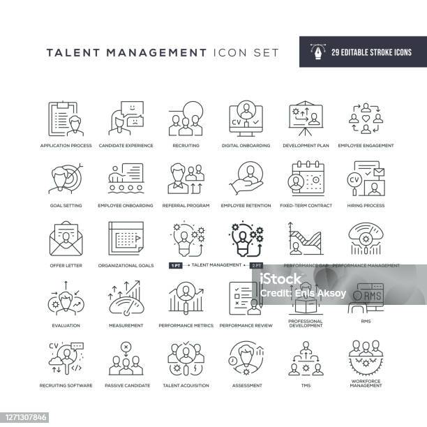Ilustración de Iconos De Línea De Trazo Editables De Talent Management y más Vectores Libres de Derechos de Ícono