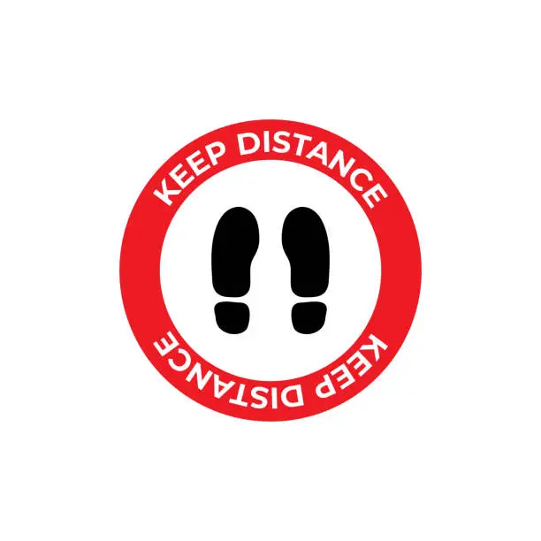 Vector illustration of Social Distancing or Safe Distancing Floor Sticker for stores and supermarkets to help reduce the spread of covid-19 coronavirus