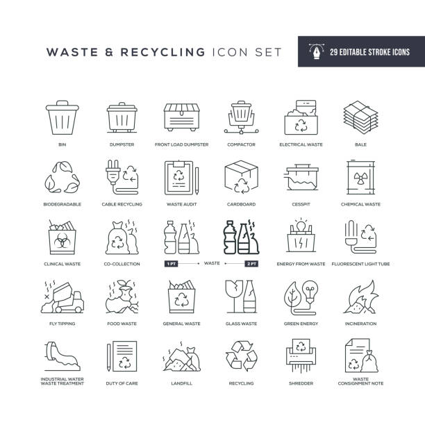 Waste and Recycling Editable Stroke Line Icons 29 Waste and Recycling Icons - Editable Stroke - Easy to edit and customize - You can easily customize the stroke with hazardous waste symbol stock illustrations