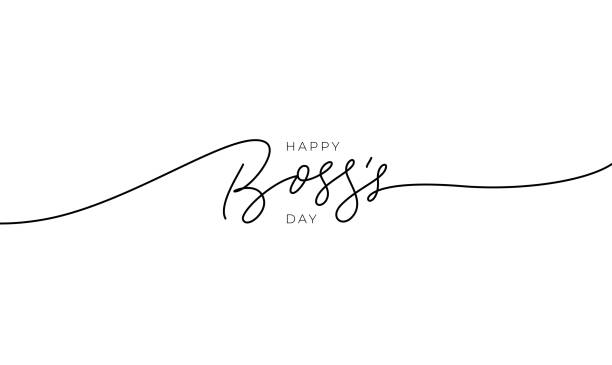 Happy Boss's day vector line calligraphy. Hand drawn modern lettering isolated on white background. Happy Boss's day vector line calligraphy. Hand drawn modern lettering isolated on white background. Typography quote for Boss's Day. Motivational print for post cards, brochures, poster, t-shirts, mug boss-day stock illustrations
