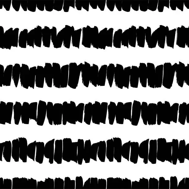 Vector illustration of Grunge lines vector seamless pattern. Horizontal lines with vertical brush strokes, straight stripes or dashes.