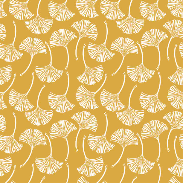 seamless ginkgo leaves.Vector illustration. Floral seamless pattern with ginkgo leaves ginkgo tree stock illustrations