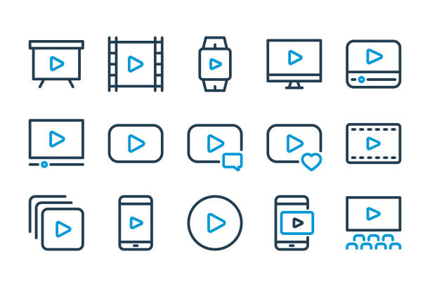 Video and Online stream related line icon set. Video and Online stream related line icon set. Online Lecture and Multimedia line vector icons. silhouette of the wifi icon stock illustrations