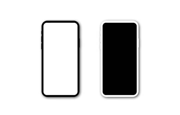 istock Mock-up smart phone white and black with blank screen isolated on white background. 1271327031