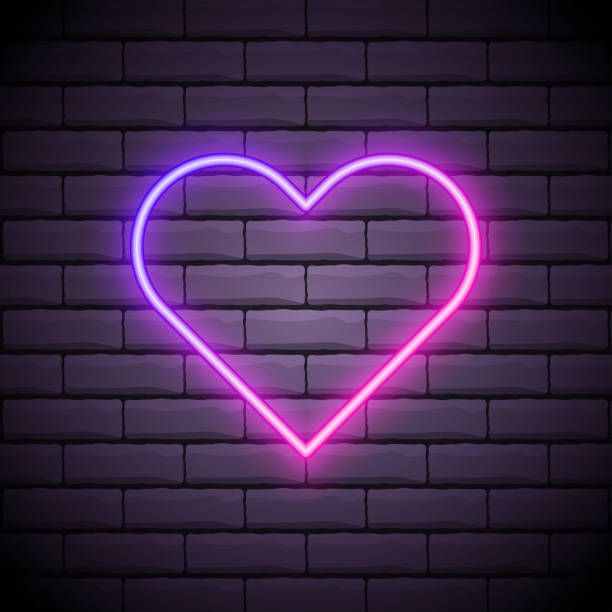 istock Bright heart. Neon sign. Retro neon heart sign on brick wall background. Design element for Happy Valentine's Day. Ready for your design, greeting card, banner. Vector illustration. 1271327438