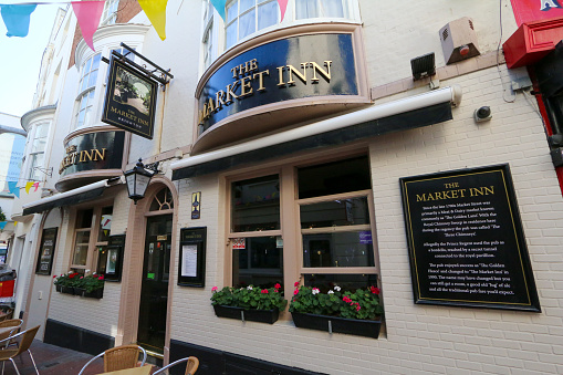 The historic Market Inn in Brighton, England. It has been a pub since the late 1700s on Market Street and was apparently used as a bordello by the Prince Regent, later King George IV.