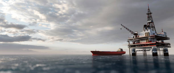istock Offshore drilling rig on the sea. Oil platform 1271332437