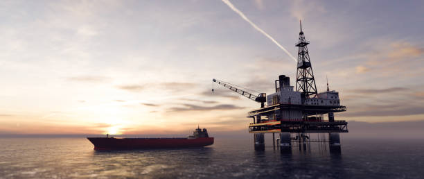 istock Offshore drilling rig on the sea. Oil platform 1271332471
