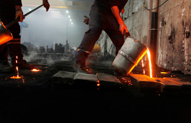 istock Liquid Molten Steel Industry.  Casting, melting, molding and foundry. 1271335385