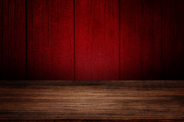 istock Empty wooden table top with rustic weathered wood texture background for product showing. 1271336496