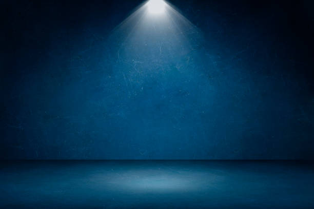 istock Blue plaster concrete grunge texture background with spotlight for use display product. 1271336995