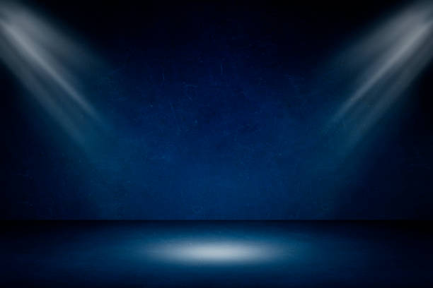 istock Blue plaster concrete grunge texture background with spotlight for use display product. 1271337001