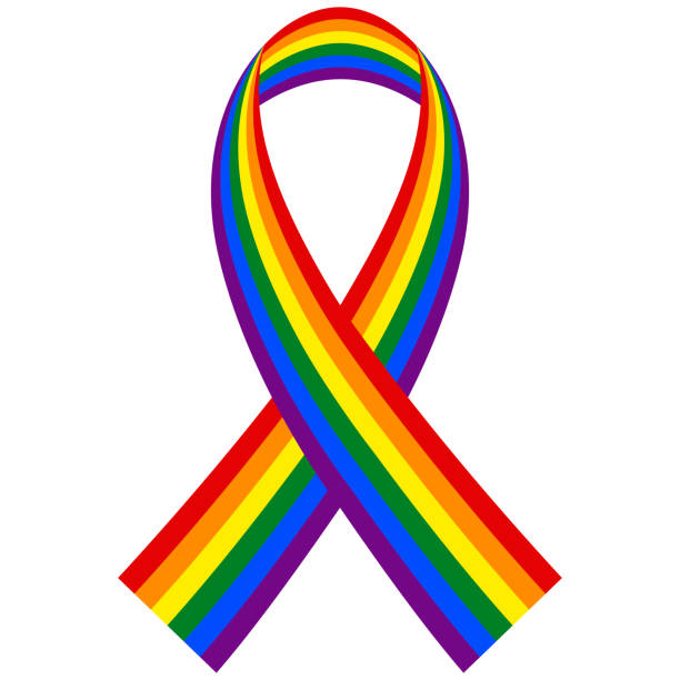 Rainbow LGBT ribbon, vector symbol and flag in form of a folded ribbon supporting the LGBT pride community Rainbow LGBT ribbon, vector symbol and flag in the form of a folded ribbon supporting the LGBT pride community striped ribbon stock illustrations