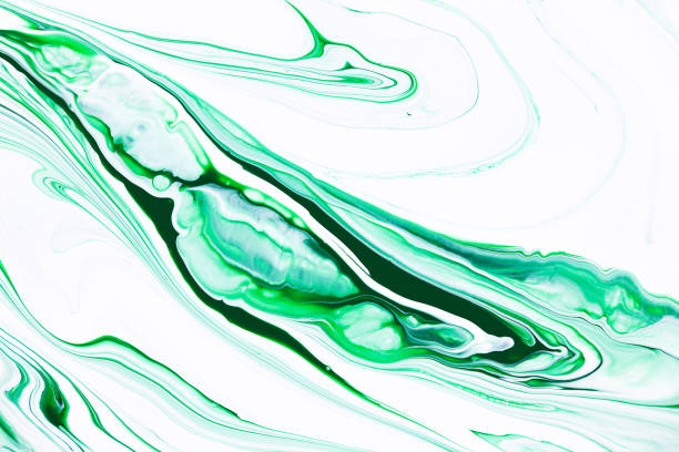 istock Fluid art texture. Abstract backdrop with mixing paint effect. Liquid acrylic picture with beautiful mixed paints. Can be used for interior poster. Emerald and white overflowing colors. 1271344517