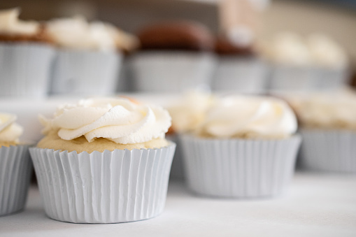 Sweet single serve cupcakes with frosting