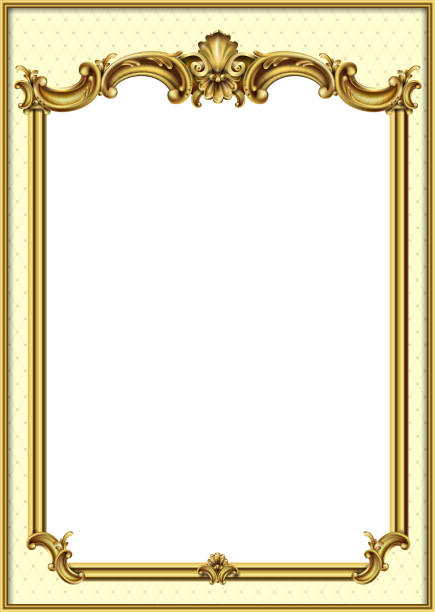 Gold classic frame of the rococo baroque Golden classic rococo baroque frame. Vector graphics. Luxury frame for painting or postcard cover temple decor stock illustrations