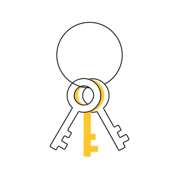 Bunch of keys - Vector Opening, success, login, access, secure, admin concept. Flat line vector illustration on white. computer key stock illustrations