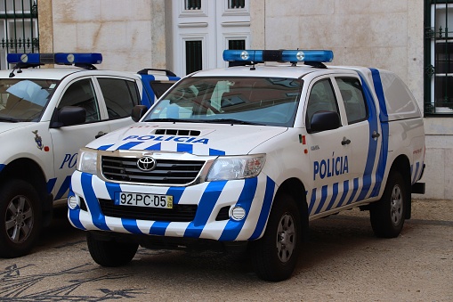 Toyota Hilux of Portugal Police. The full name of the Portugese force is Public Security Police (PSP).