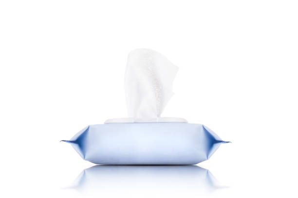 istock Package of wet wipes or tissue isolated on a white background 1271351983