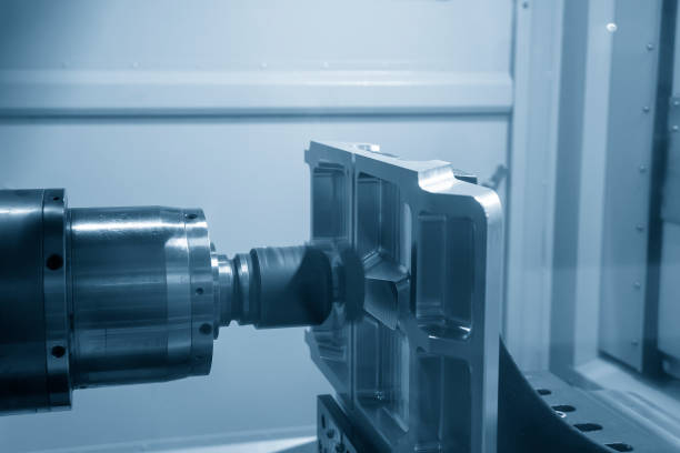 istock The horizontal CNC milling machine cutting the vacuum mold part. 1271353194