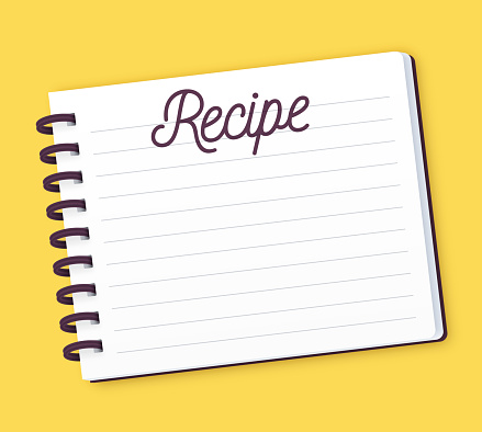 Recipe note pad with space for your ingredients, instructions and notes.