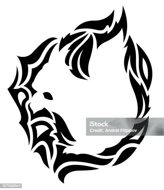 Tribal Tattoo Art With White Squirrel Silhouette Stock Illustration -  Download Image Now - Acorn, Animal, Animals In The Wild - iStock