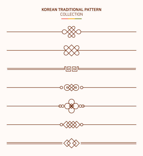 kore geleneksel çizgisi. - korea stock illustrations