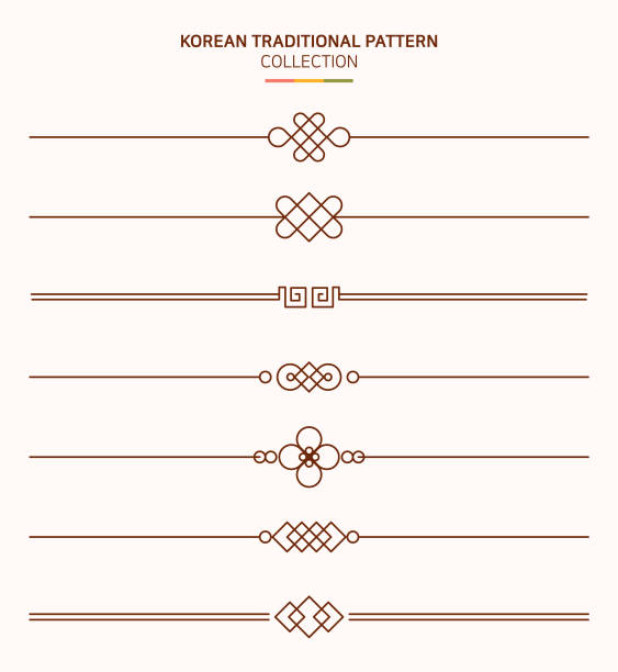 Korean traditional line. East Asian vintage style graphic illustration. korean culture stock illustrations