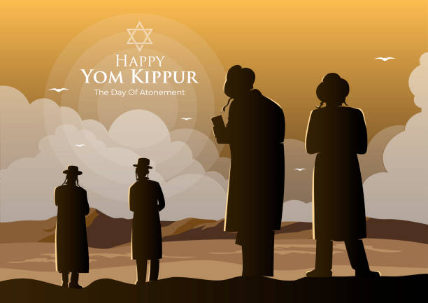 jom kippur celebration konzept - freedom praying spirituality silhouette stock-grafiken, -clipart, -cartoons und -symbole