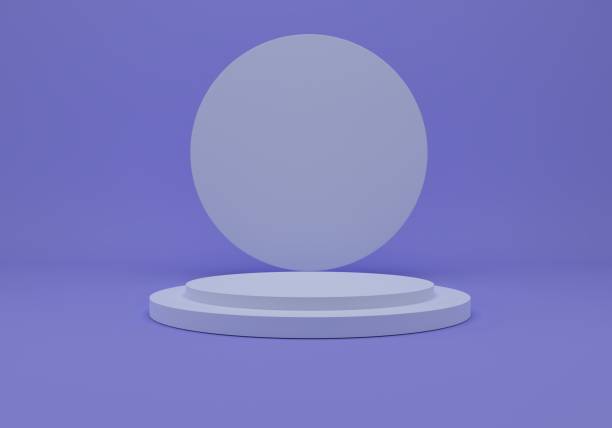 istock 3d rendering studio with geometric shapes, podium on the floor. Platforms for product presentation, mock up background. 1271368946