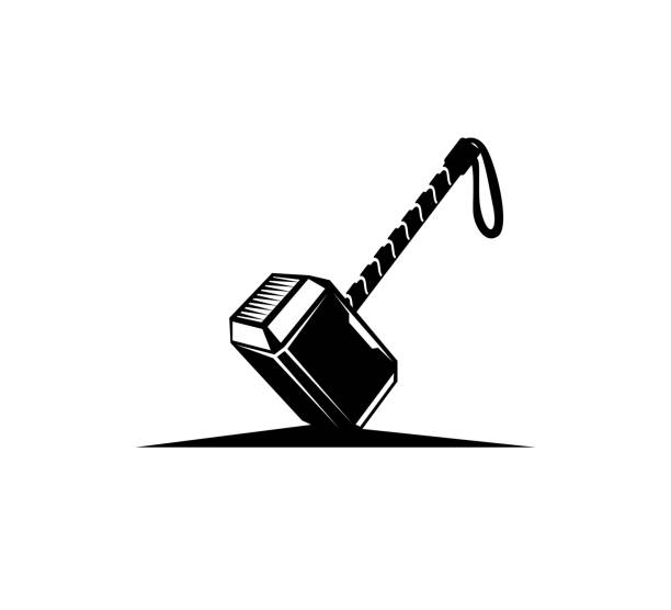 ilustrações de stock, clip art, desenhos animados e ícones de god of thunder hammer mjolnir vector design inspiration or illustration template - hammer