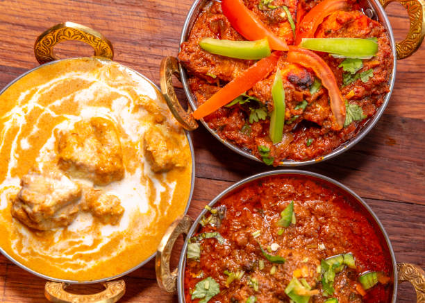comida indiana: variedades de pratos de curry indianos - beef bowl curry dish curry sauces - fotografias e filmes do acervo