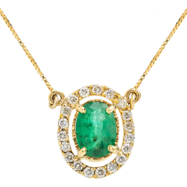 istock Gold necklace with gemstone and diamonds isolated on white background 1271377656