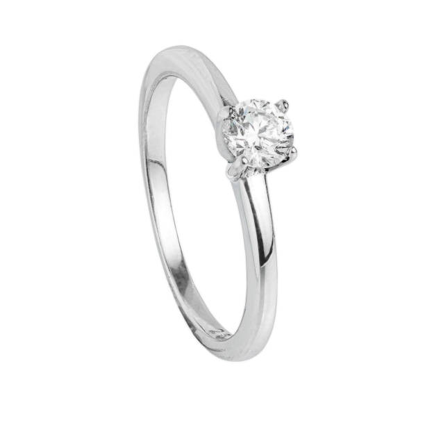 istock Silver ring with gemstone and diamonds isolated on white background 1271377682