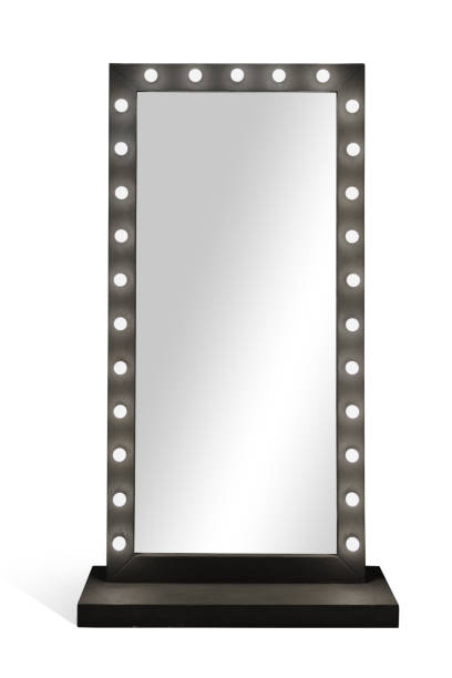 istock Stand dress mirror with lamps bulbs frame isolated on white background 1271377713