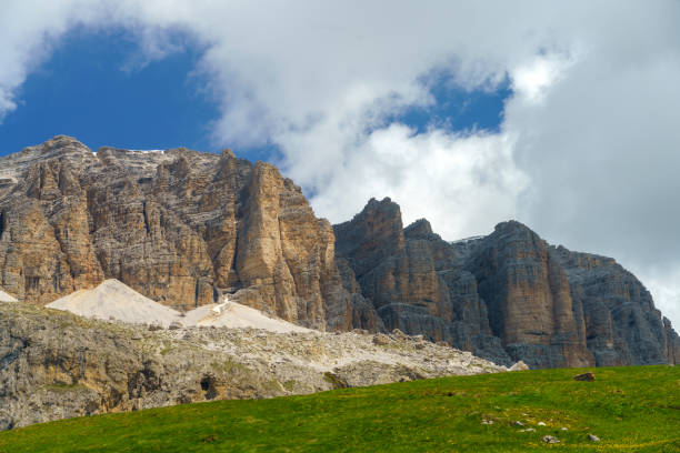 istock Mountain landscape along the road to Pordoi pass, Dolomites 1271378281