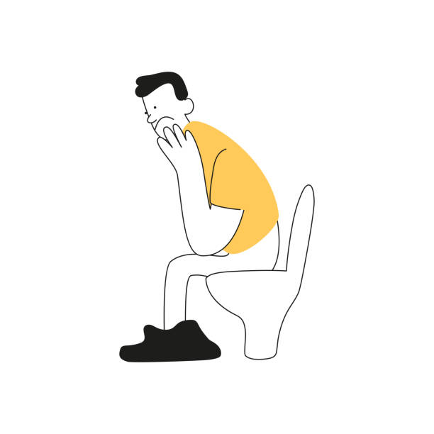 Problems Of Defecation In A Person In The Toilet Poster Of Gastroenterology  Stock Illustration - Download Image Now - iStock