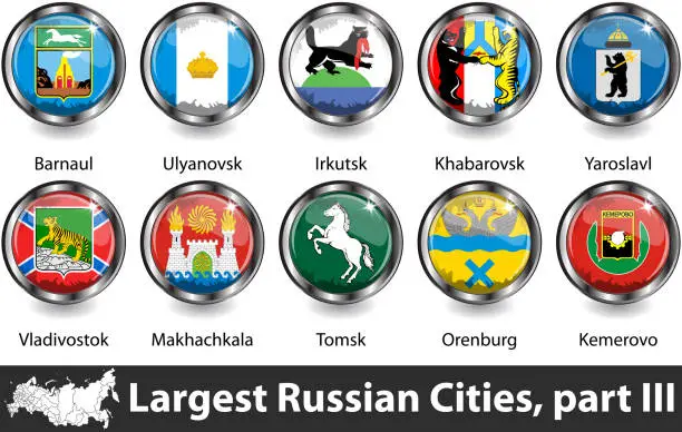 Vector illustration of Largest Russian cities