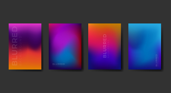 A4 Blurred backgrounds set with modern blurred color gradient. Abstract Blurred Smooth Vector templates collection for brochures, posters, banners, flyers, and cards.