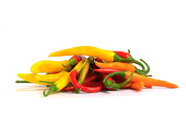 colorful bitter pepper on a white background
