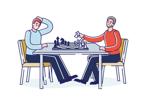 Two people plays chess online Royalty Free Vector Image