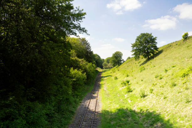 Railroad track in a valley near the village Eys in the Dutch province Limburg