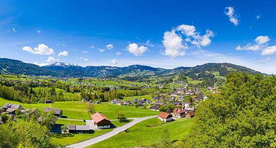 Panoramic view of the hilly agricultural landscape of the province of Bologna