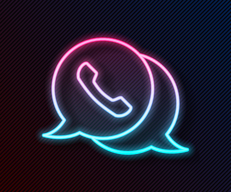 Glowing Neon Line Telephone With Speech Bubble Chat Icon Isolated On Black  Background Support Customer Service Hotline Call Center Faq Vector  Illustration Stock Illustration - Download Image Now - iStock