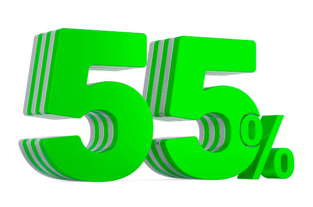 istock Green 55 percent, discount concept. 3D rendering isolated on white background 1271398722