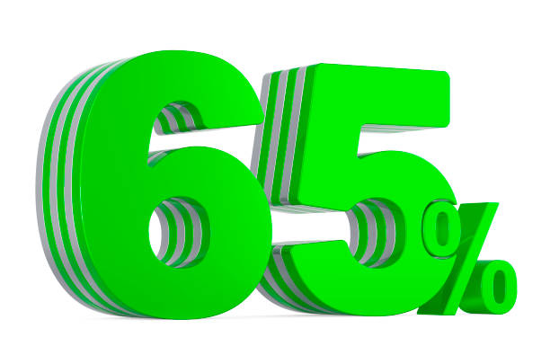 istock Green 65 percent, discount concept. 3D rendering isolated on white background 1271398726