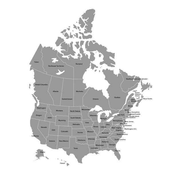 karte der usa - map usa canada cartography stock-grafiken, -clipart, -cartoons und -symbole