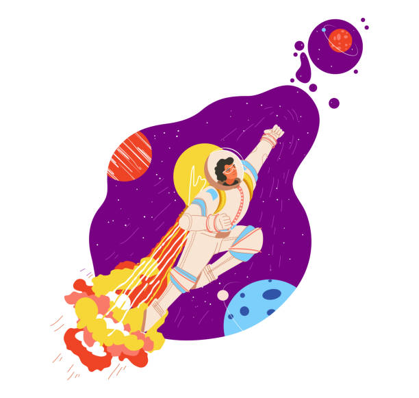 istock Interesting idea, people certain profession, man in astronaut suit design cartoon vector illustration, isolated on white. 1271404709