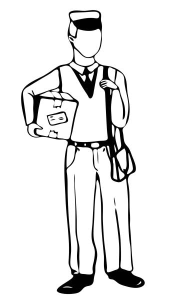 Postman With A Parcel In His Hands And A Bag On His Shoulder Stock  Illustration - Download Image Now - iStock