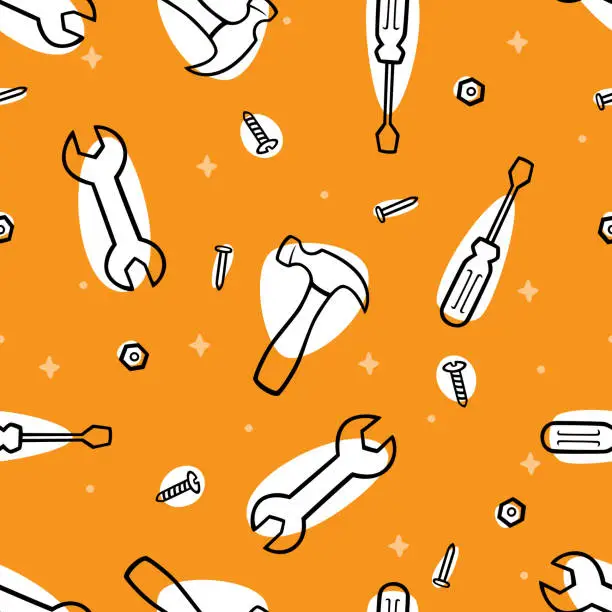 Vector illustration of Tools Doodle Pattern